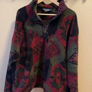Penfield Fleece Half Zip Womens Aztec Print Pullover L Made in the USA